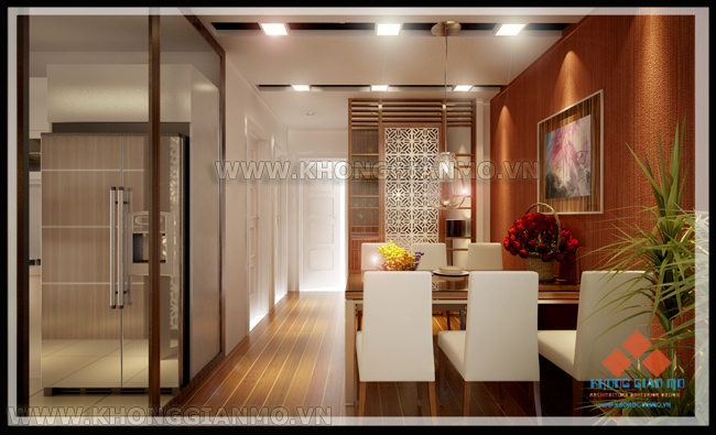 Thiết kế nội thất chung cư 113 Trung Kính - 3D Phòng bếp ( Demo số 2)